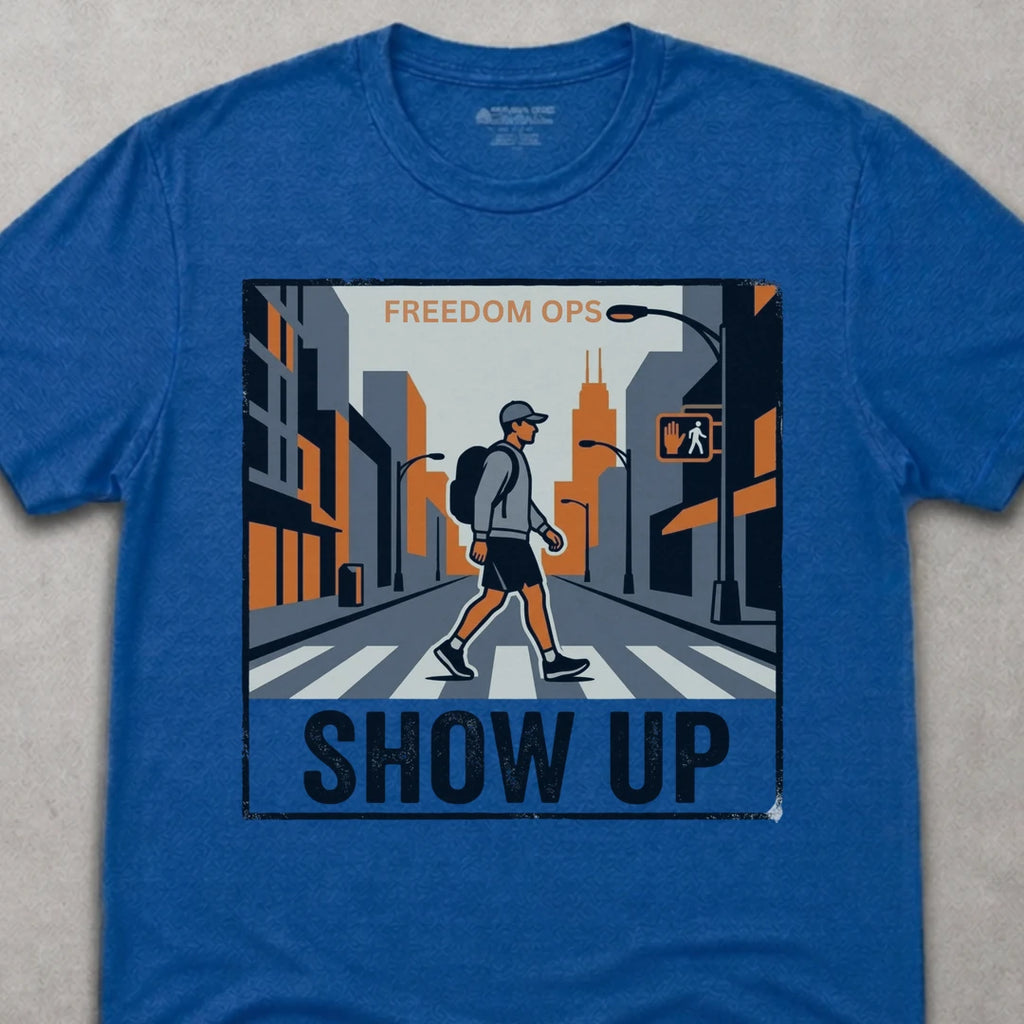 Freedom Ops SHOW UP ALONE T-shirt in vintage royal