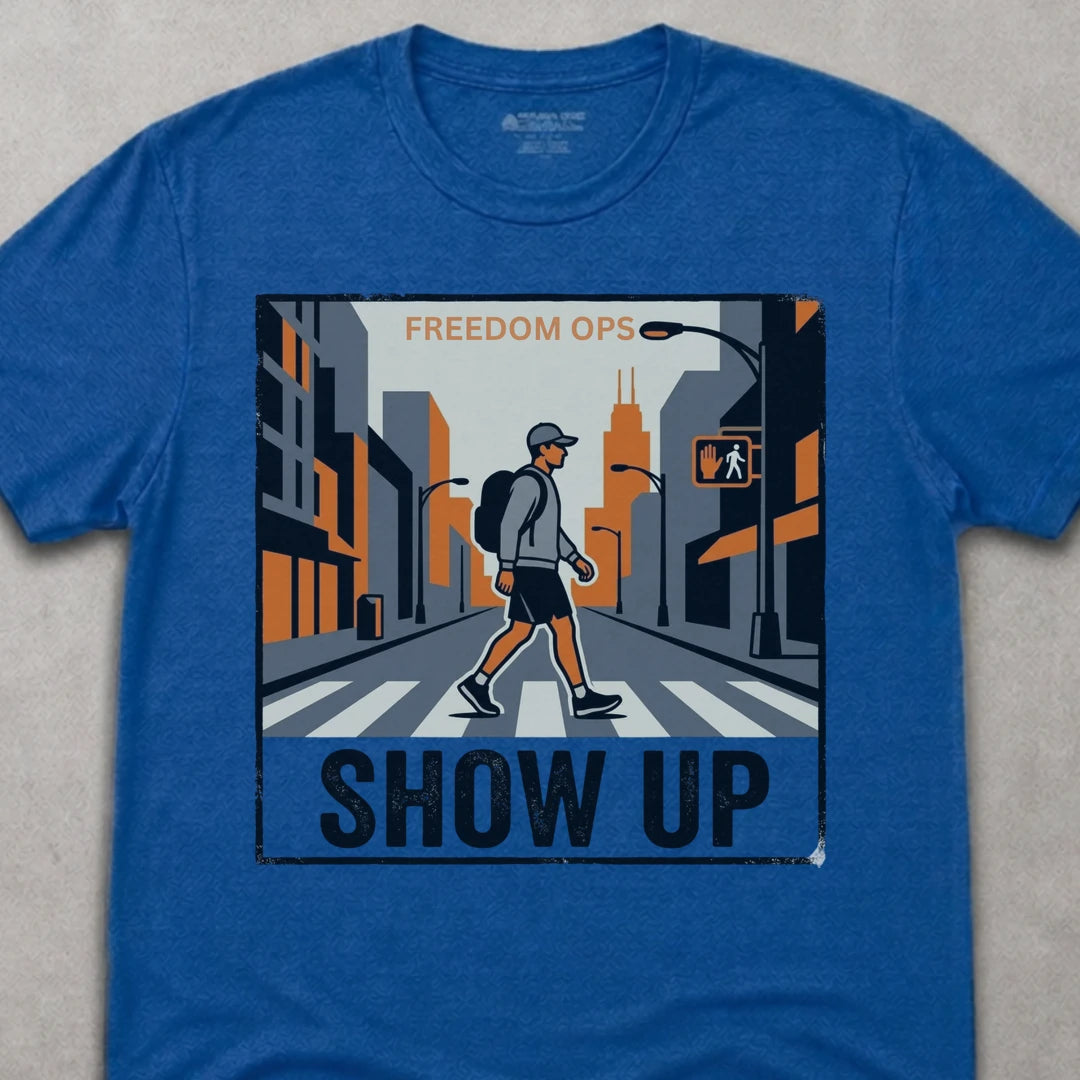 Freedom Ops SHOW UP ALONE T-shirt in vintage royal