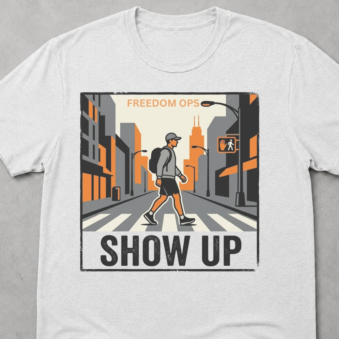 Freedom Ops SHOW UP ALONE T-shirt in white