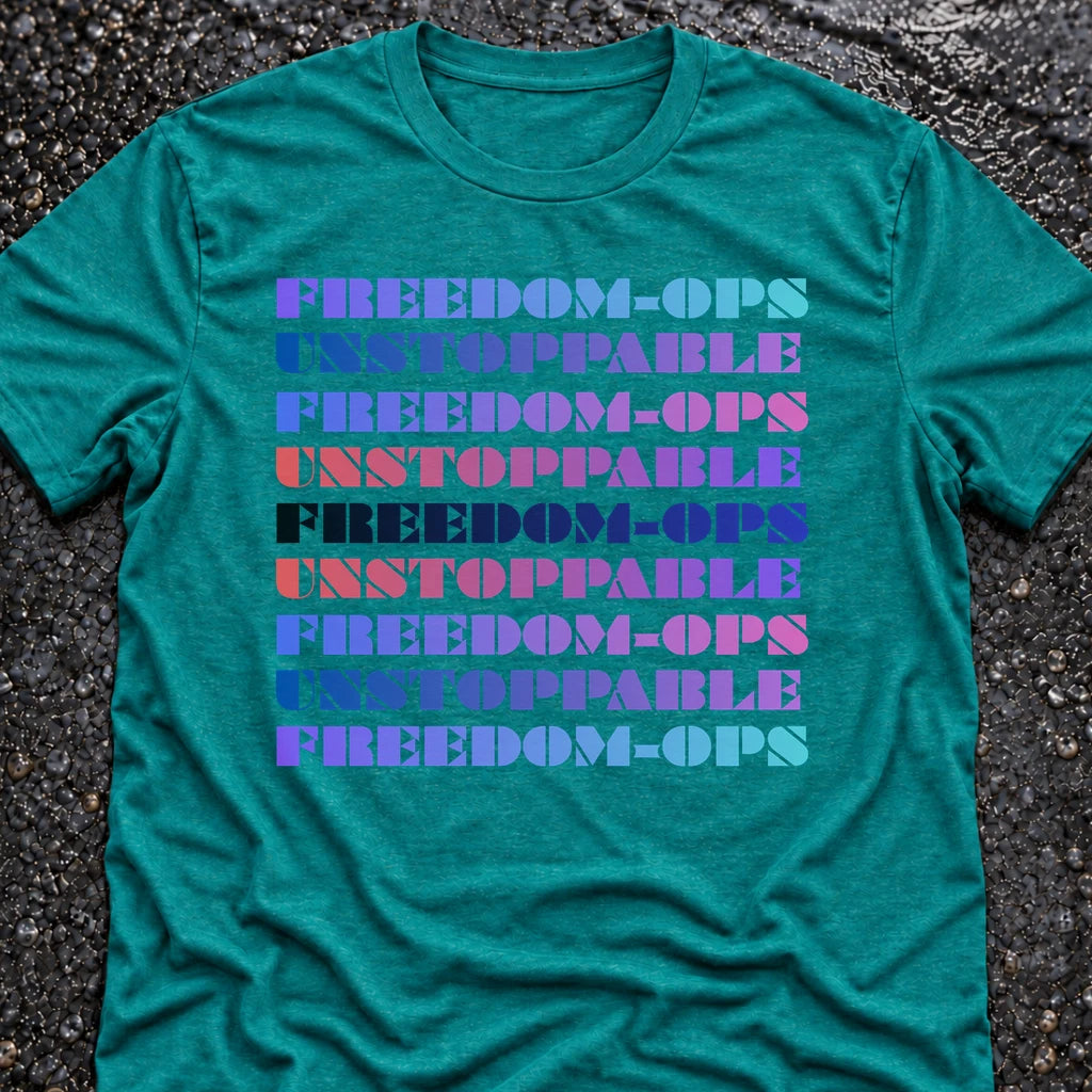 Freedom Ops UNSTOPPABLE T-shirt in vintage turquoise
