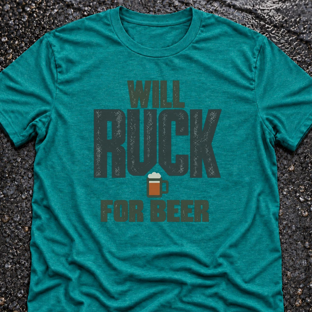 Freedom Ops WILL RUCK FOR BEER T-shirt in vintage turquoise